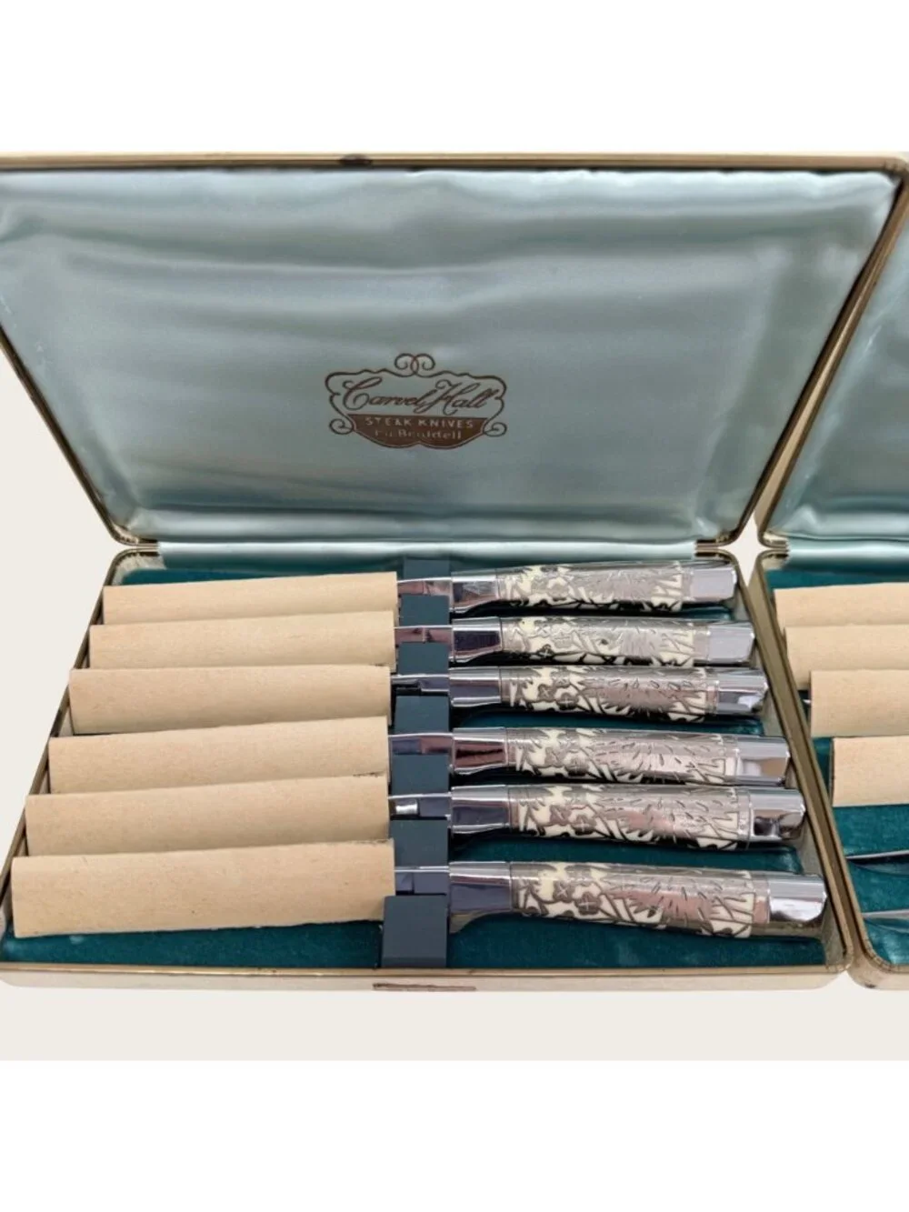 Briddell Carvel Hall Fine Cutlery Steak Knives 12 Piece Set Ornate NOS 2 Cases